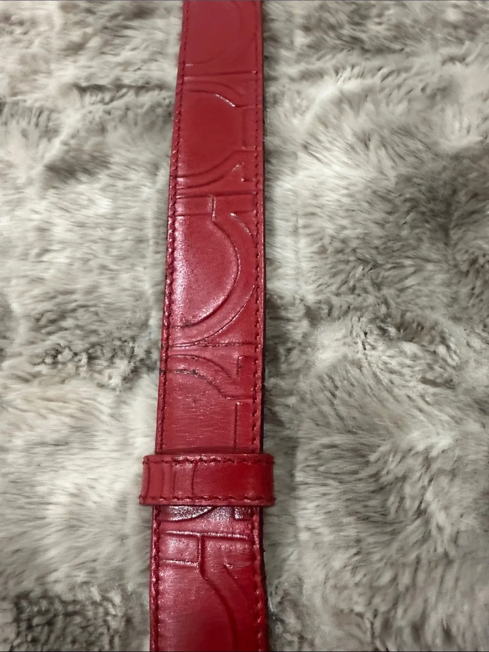 Salvatore Ferragamo Red Leather Belt with Silver signature Buckle